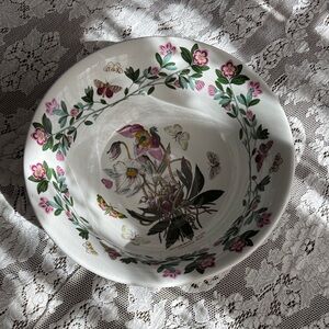 Portmeirion Floral Bowl with Pink and Green Accents 11”